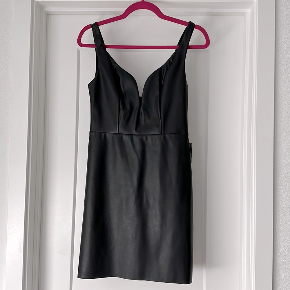 Express Black Faux Leather Mini Dress